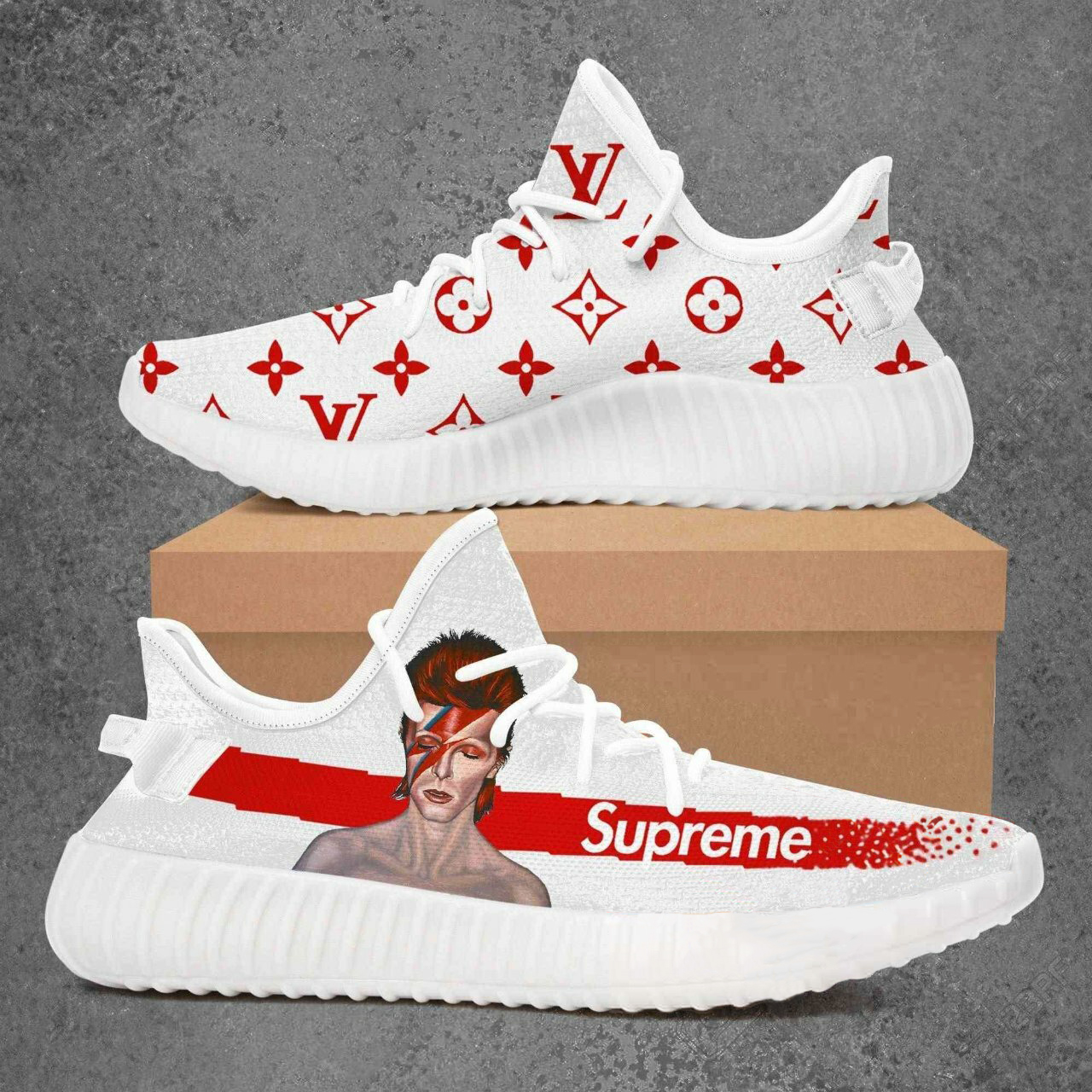 Buy louis vuitton supreme david bowie yeezy boost shoes sport sneakers best lv gifts for men women 101 yzes