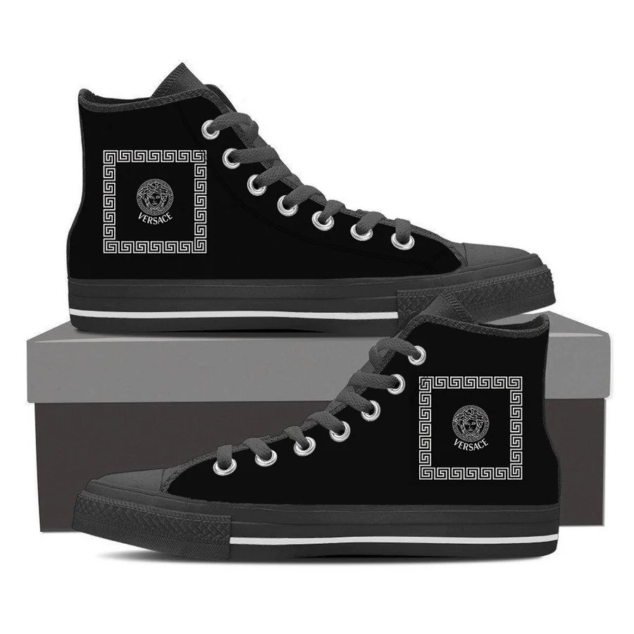 Gianni versace black high top canvas shoes sneakers hot best for men women 59 htcv