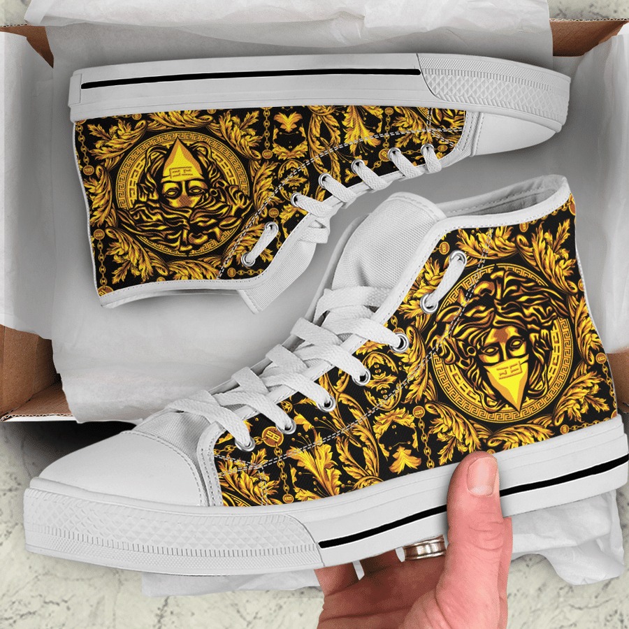 Gianni versace gold high top canvas shoes sneakers hot best for men women 44 htcv