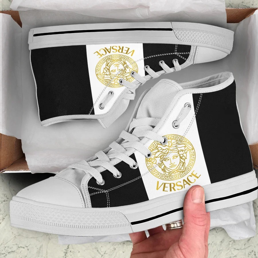 Gianni versace white black high top canvas shoes sneakers hot best for men women 50 htcv