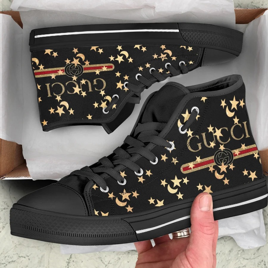 Gucci black star high top canvas shoes sneakers hot best for men women 80 htcv