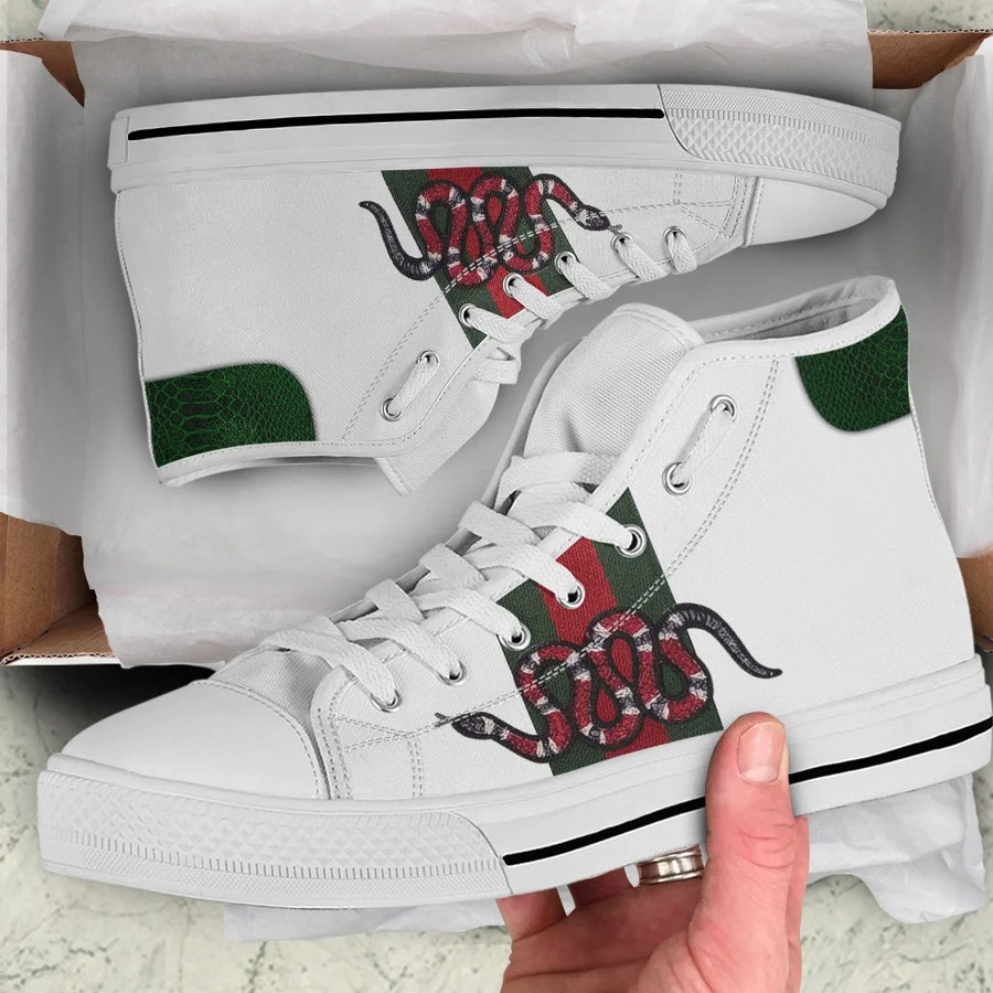 Gucci white snake high top canvas shoes sneakers hot best for men women 74 htcv