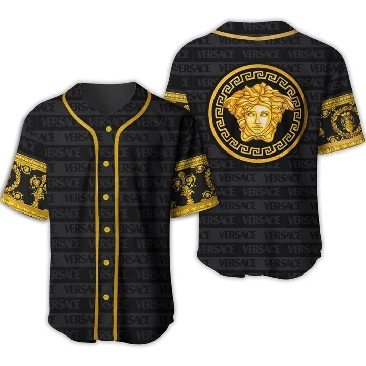 Buy gianni versace black baseball jersey shirt luxury clothing clothes sport for men women 85 mte