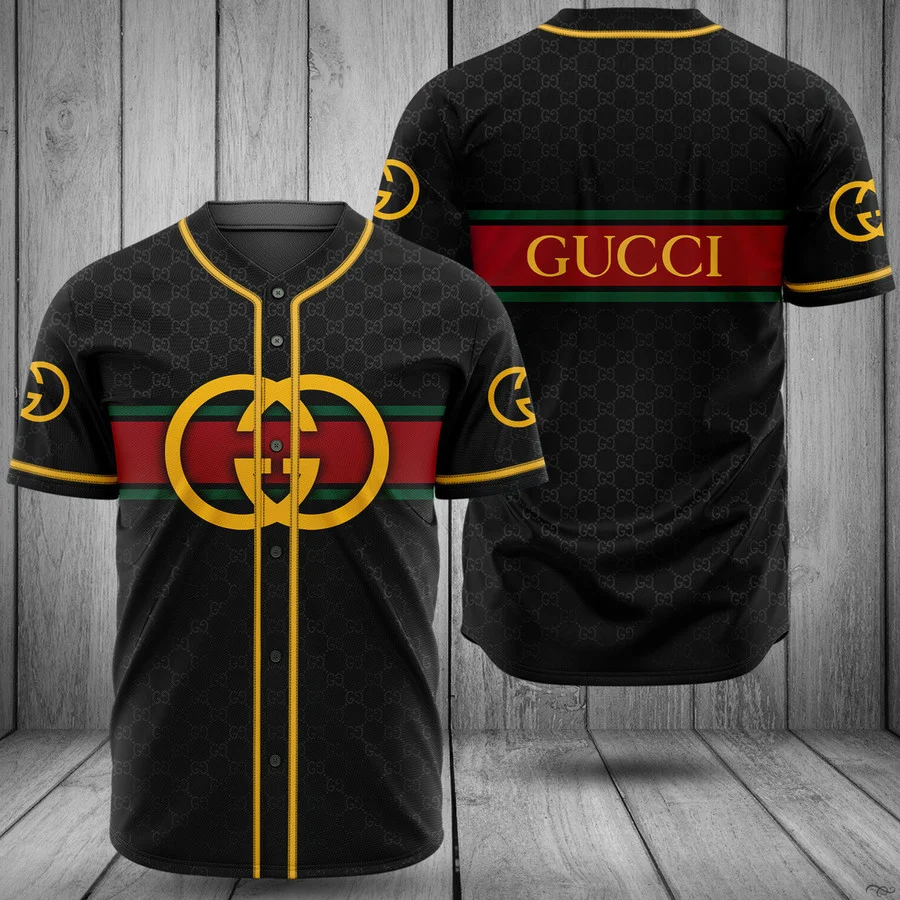 Buy gucci black baseball jersey shirt luxury clothing clothes sport for men women 72 mte