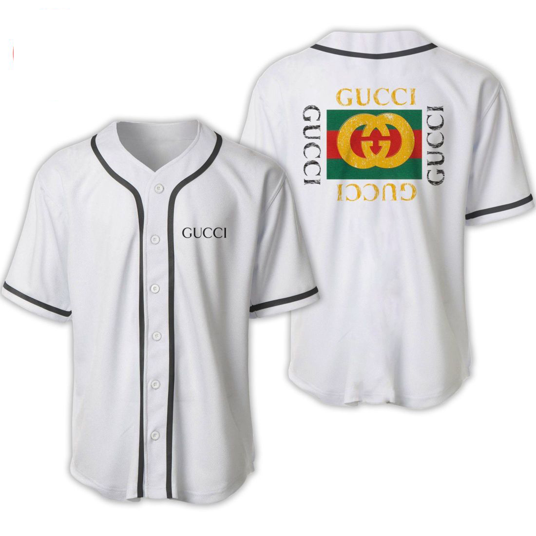 Buy gucci white baseball jersey shirt luxury clothing clothes sport for men women 99 mte