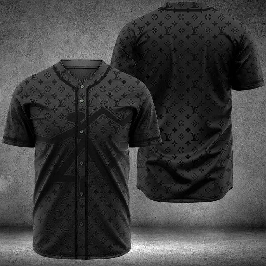 Buy louis vuitton black baseball jersey shirt lv luxury clothing clothes sport for men women 121 mte