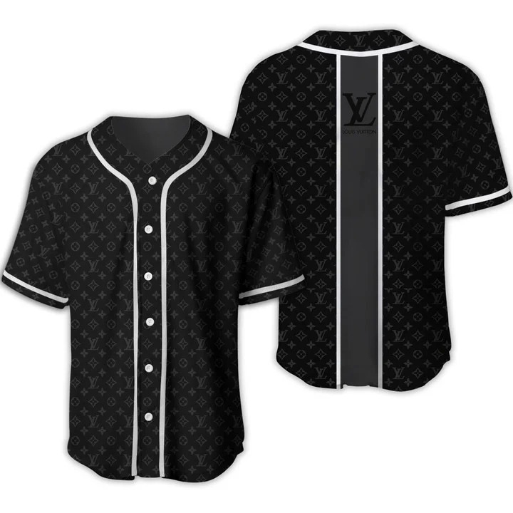 Buy louis vuitton black baseball jersey shirt lv luxury clothing clothes sport for men women 128 mte