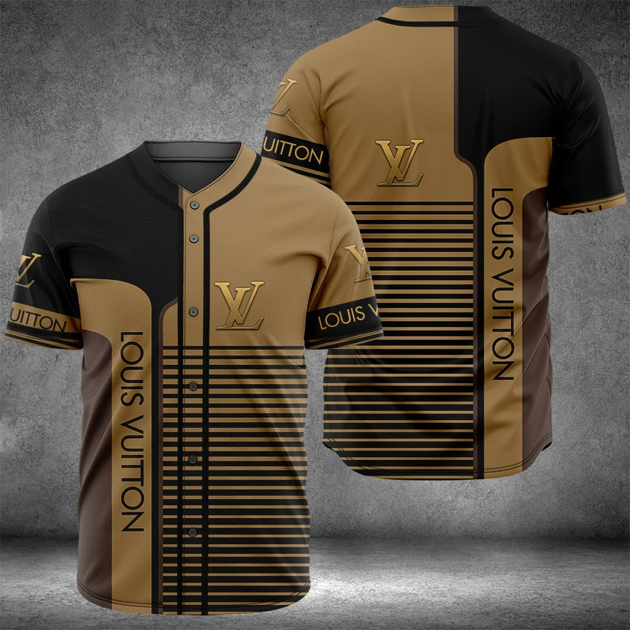 Buy louis vuitton brown baseball jersey shirt lv luxury clothing clothes sport for men women 122 mte