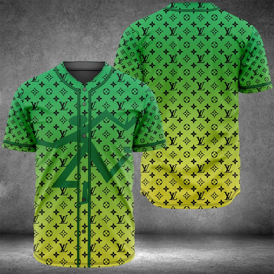 Buy louis vuitton green baseball jersey shirt lv luxury clothing clothes sport for men women 118 mte
