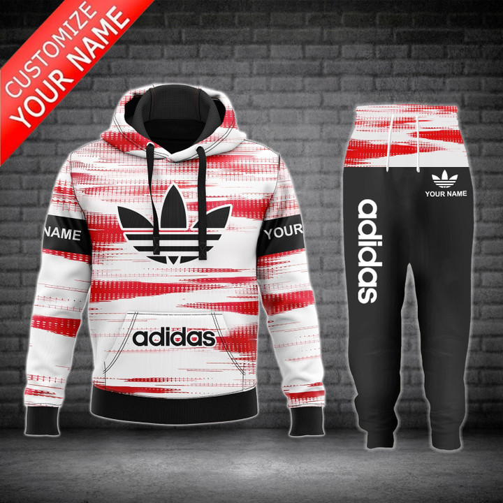 Adidas red stroke personalized luxury brand hoodie long pants 122