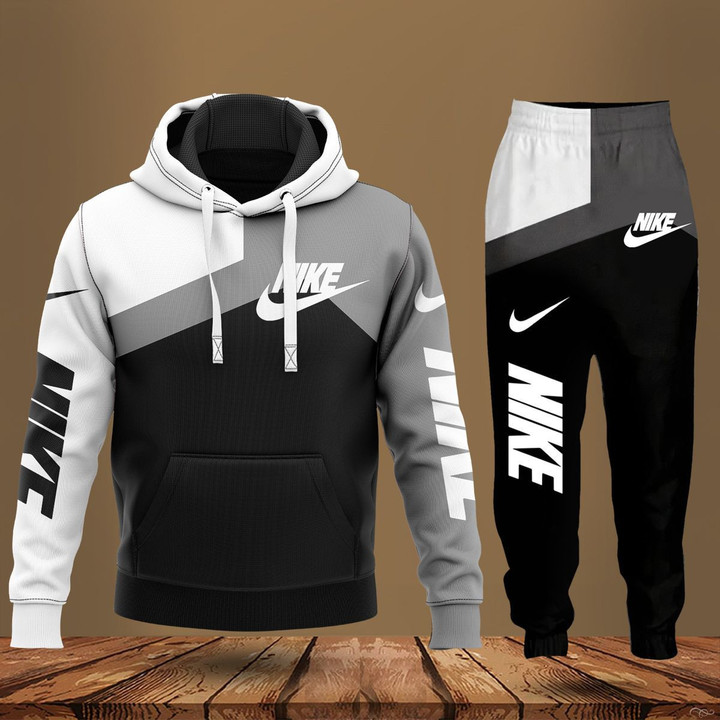 Nike grey and white luxury hoodie long pants 115