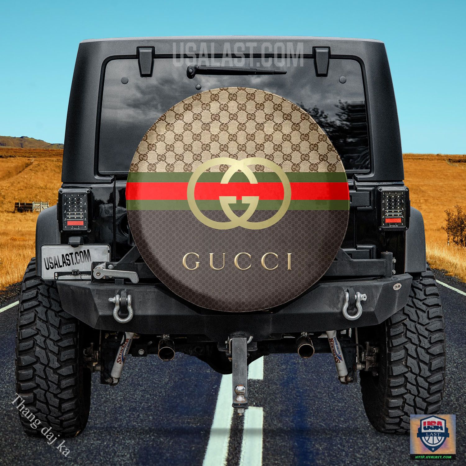 Gucci black brown red tan and gold spare tire covers