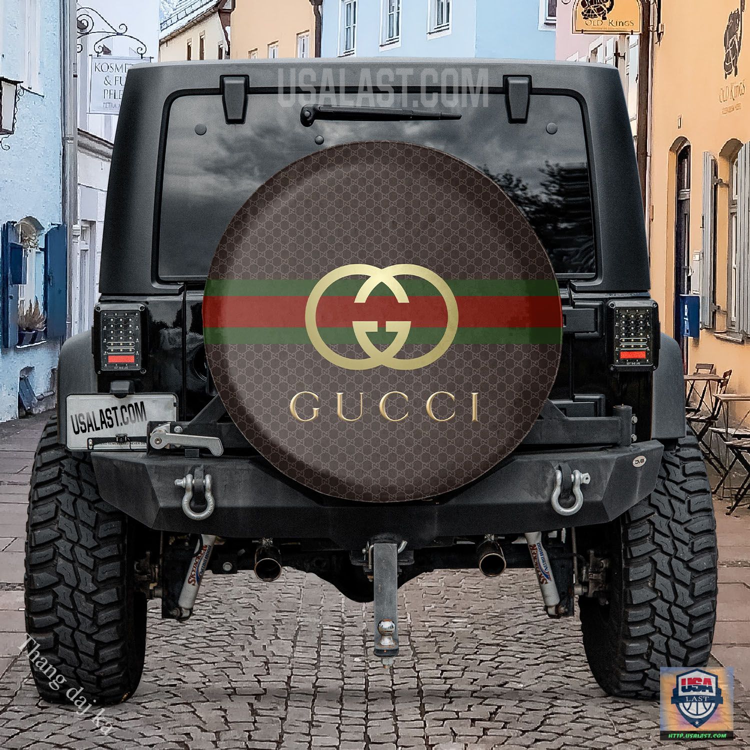 Gucci black burgundy gold spare tire covers