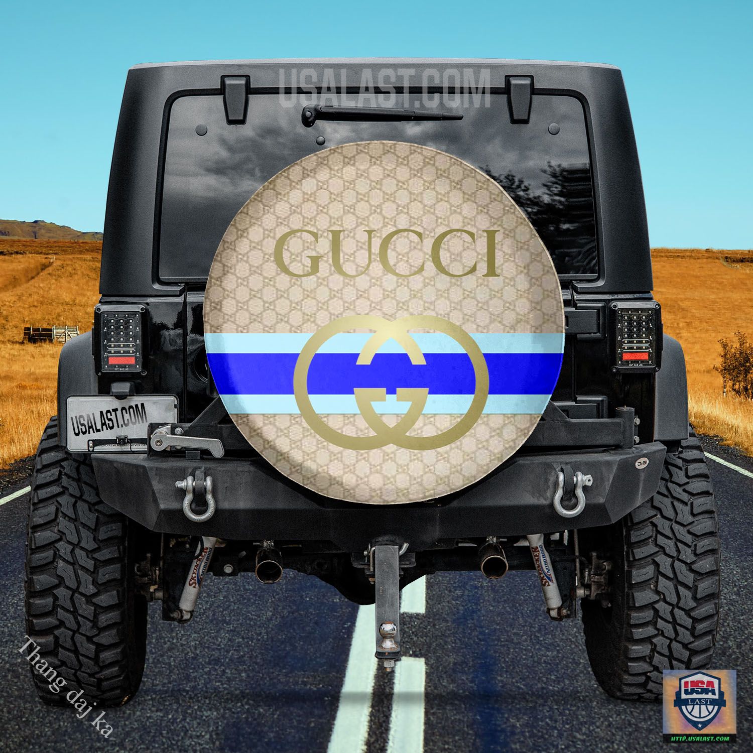 Gucci brown tan blue gold spare tire covers