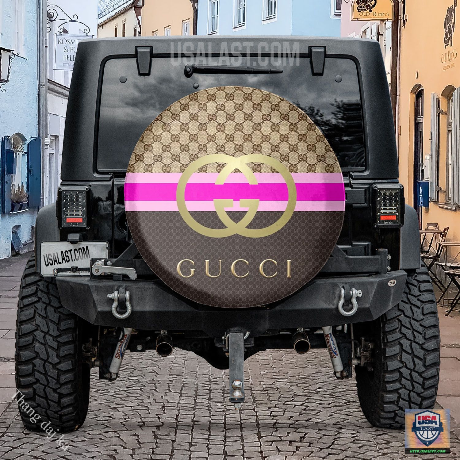 Gucci brown tan pink black gold spare tire covers