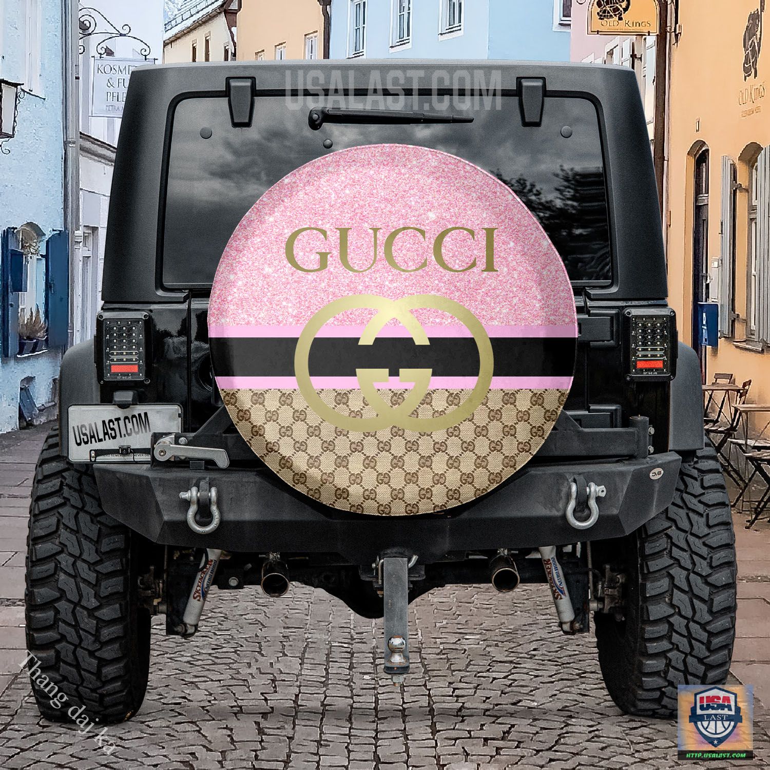 Gucci pink black brown and gold spare tire covers
