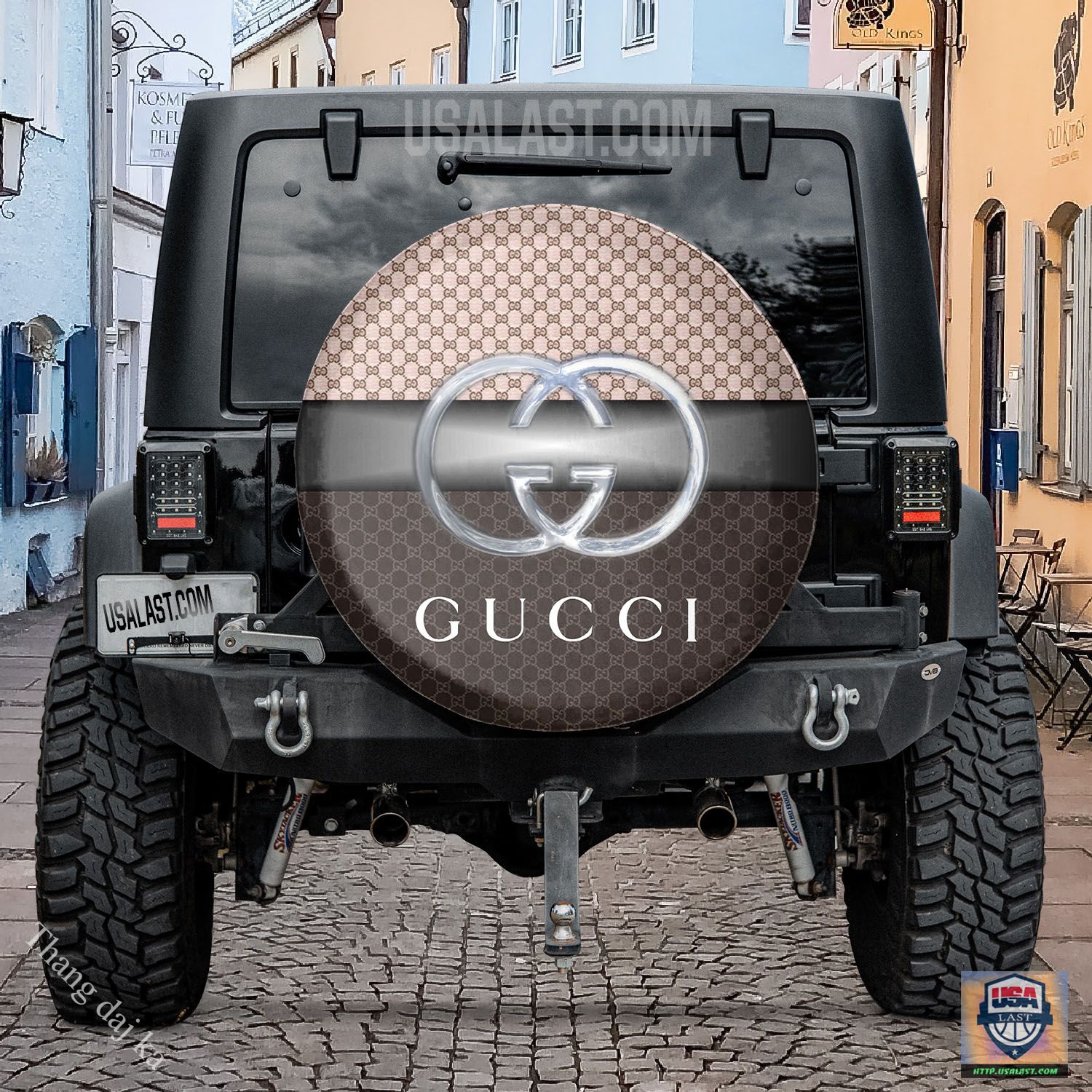 Gucci pink black white and silver spare tire covers