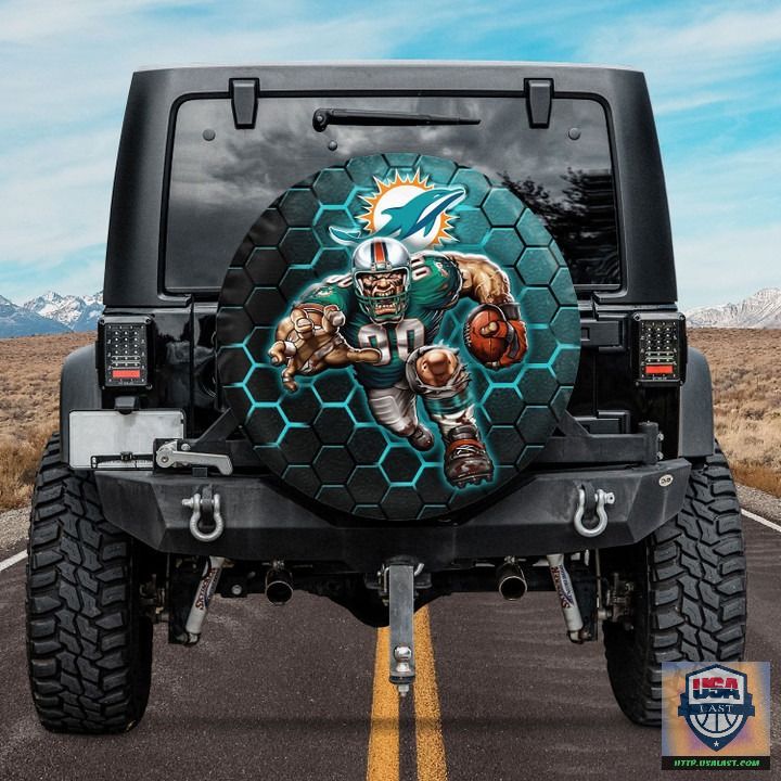 Miami dolphins nfl mascot spare tire cover