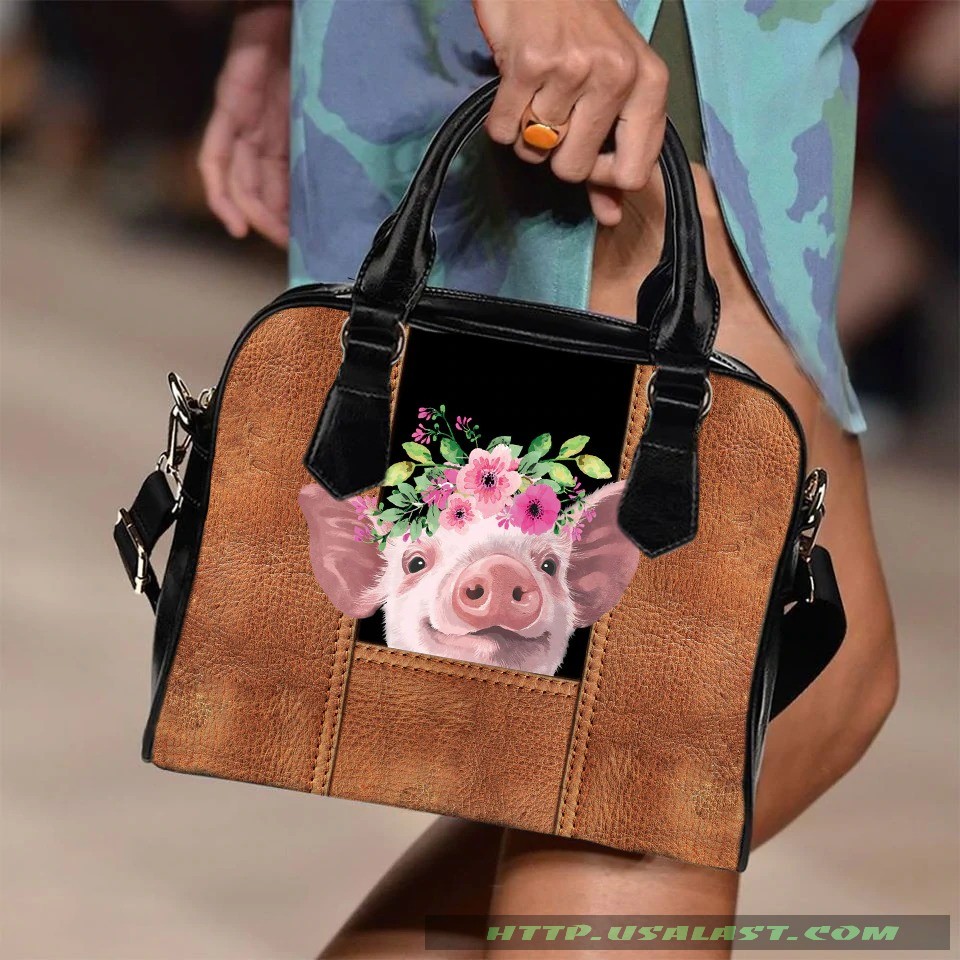 Pig and flower shoulder handbag luxury