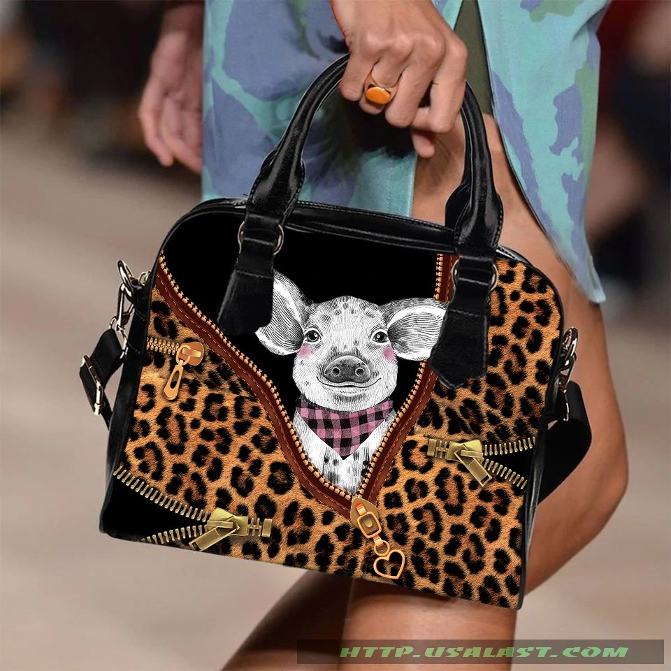 Pig leopard texture shoulder handbag luxury