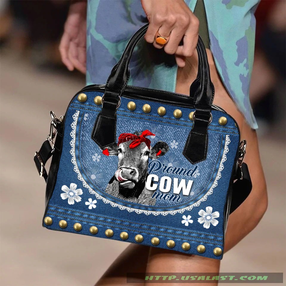 Proud cow mom shoulder handbag luxury