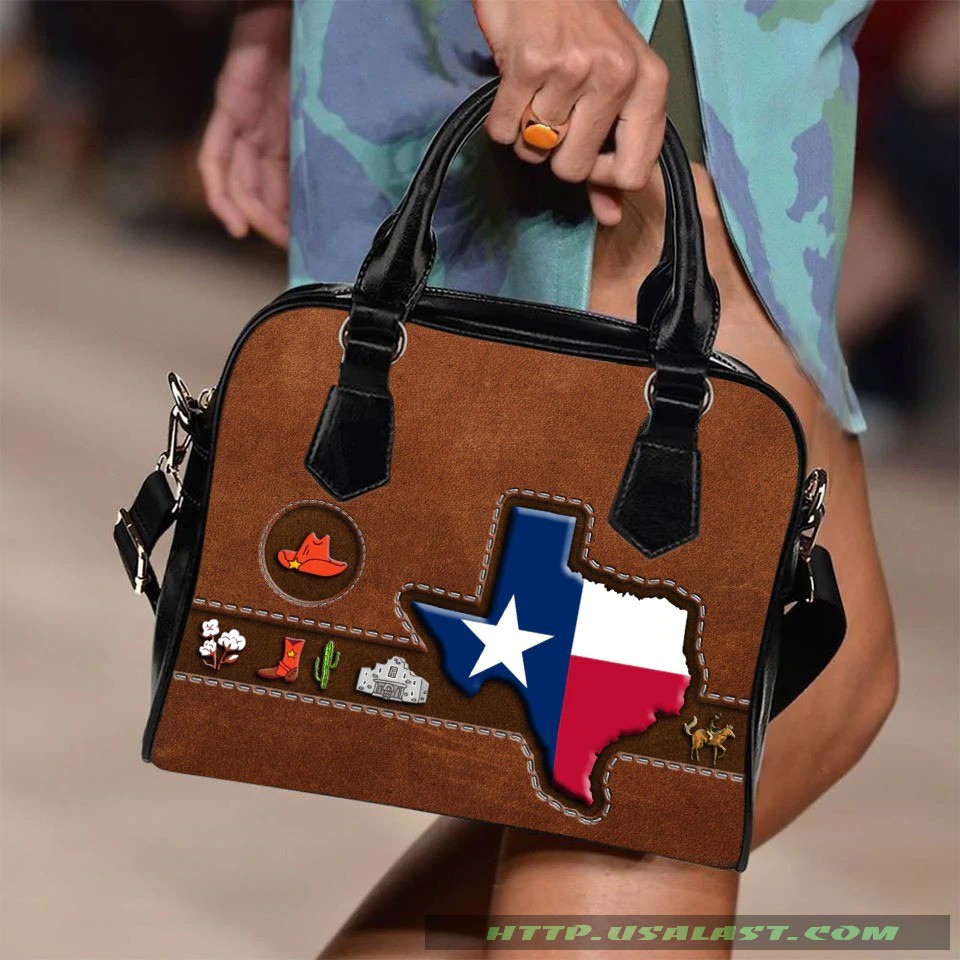 Texas map with symbols shoulder handbag luxury