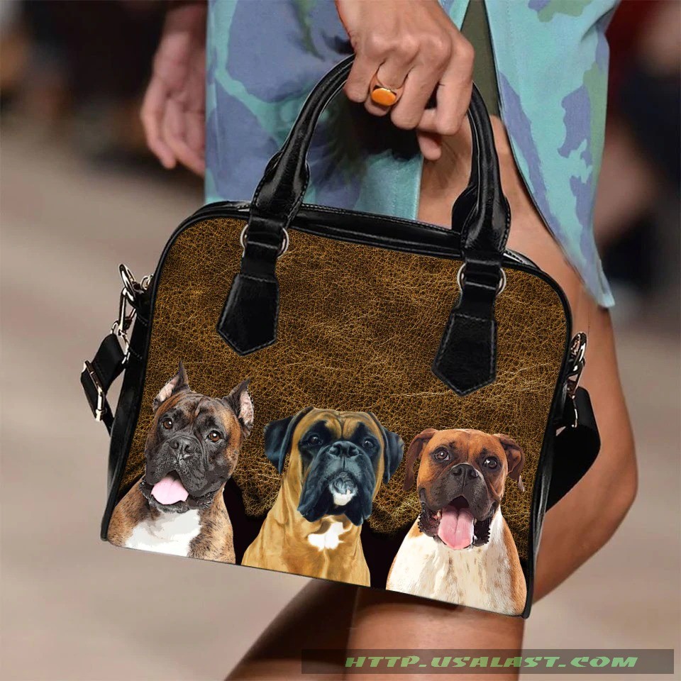 Three boxers in hole brown leather pattern shoulder handbag luxury
