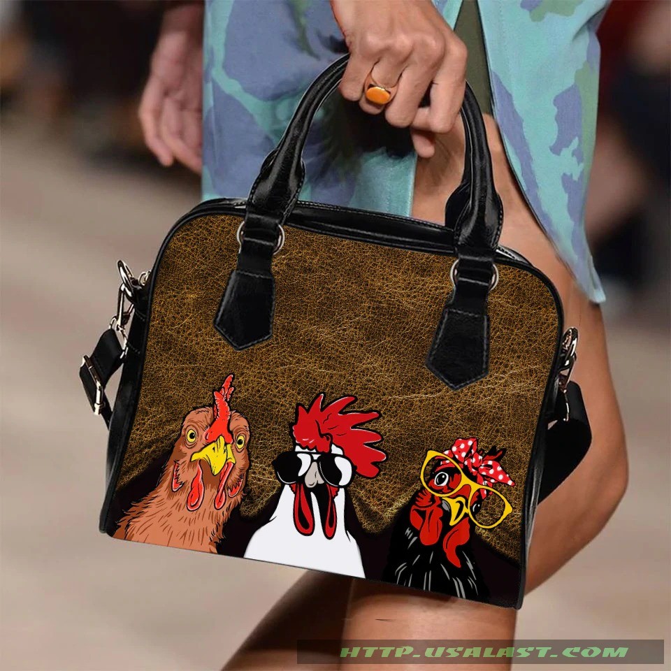 Three chickens in hole brown leather pattern shoulder handbag luxury