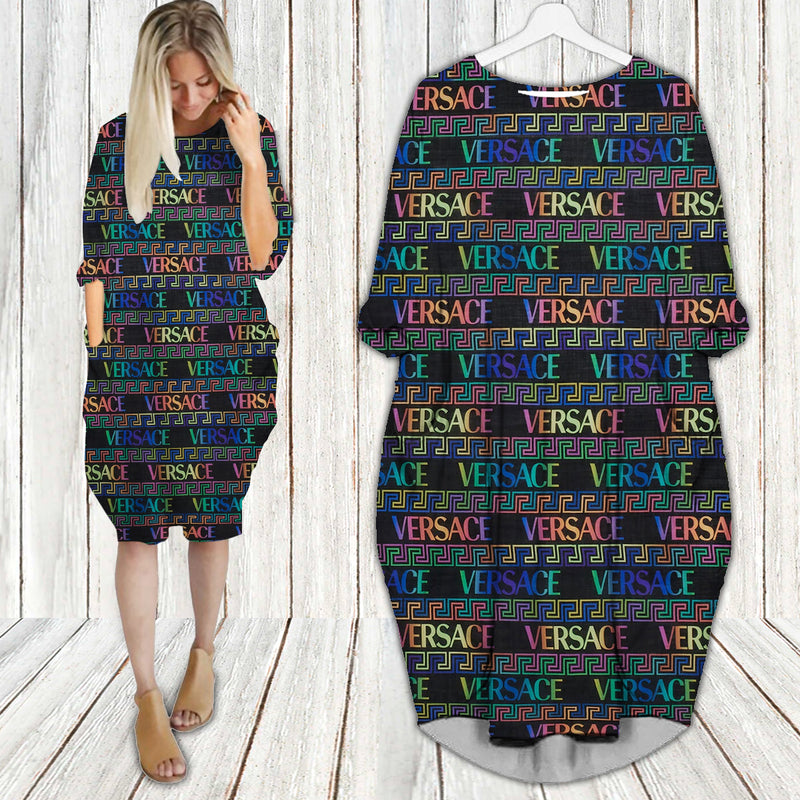 
gianni versace multicolor batwing pocket dress luxury brand clothing clothes outfit for women hot 2023
