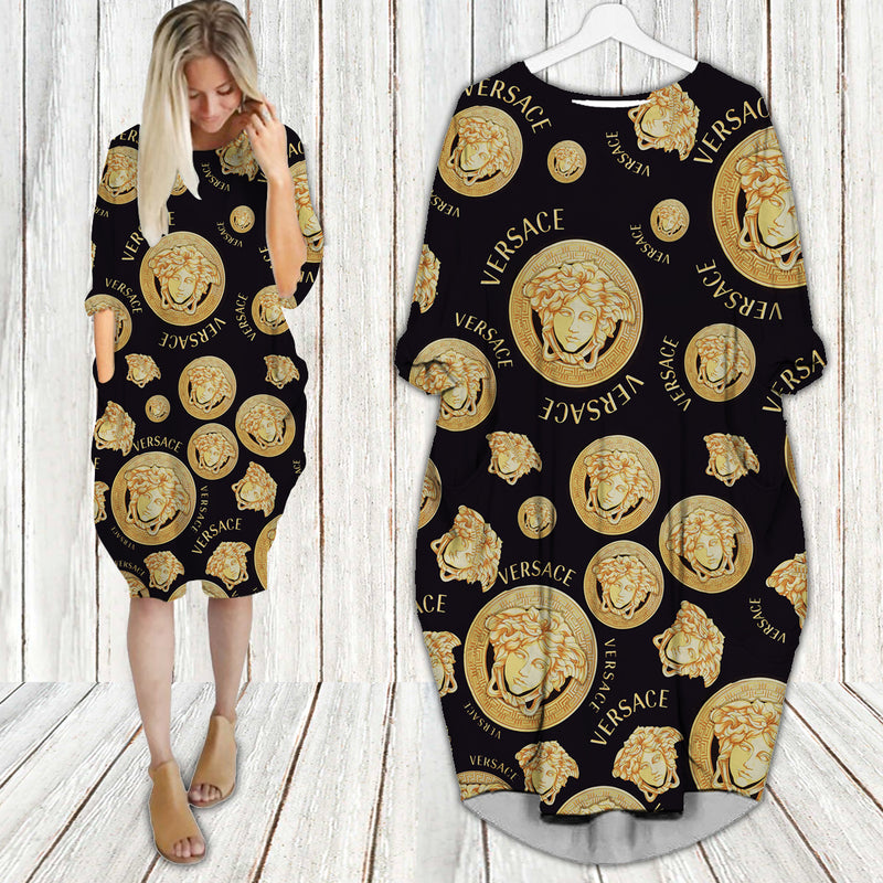 
gianni versace black batwing pocket dress luxury brand clothing clothes outfit for women hot 2023
