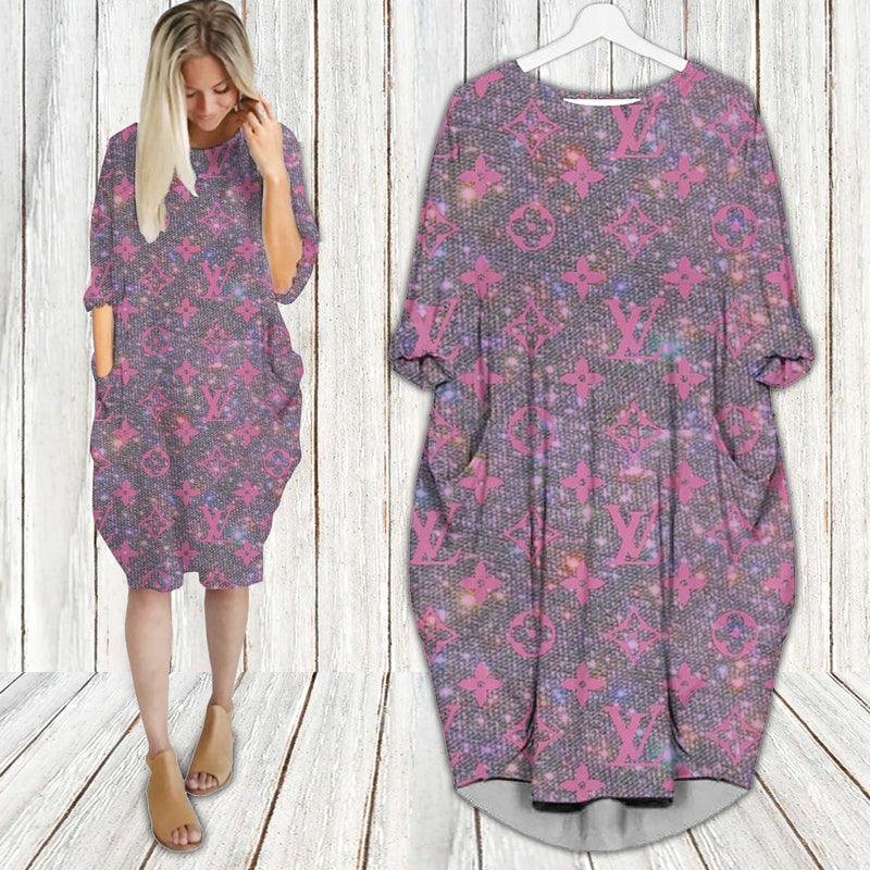 
louis vuitton bling batwing pocket dress lv luxury brand clothing clothes outfit for women hot 2023
