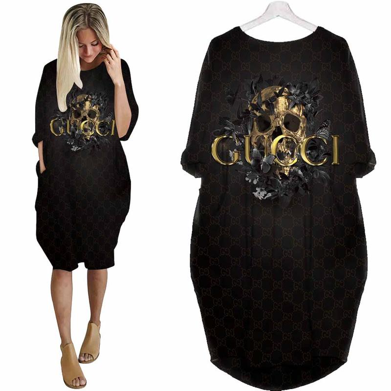 
gucci skull batwing pocket dress luxury brand clothing clothes outfit for women hot 2023
