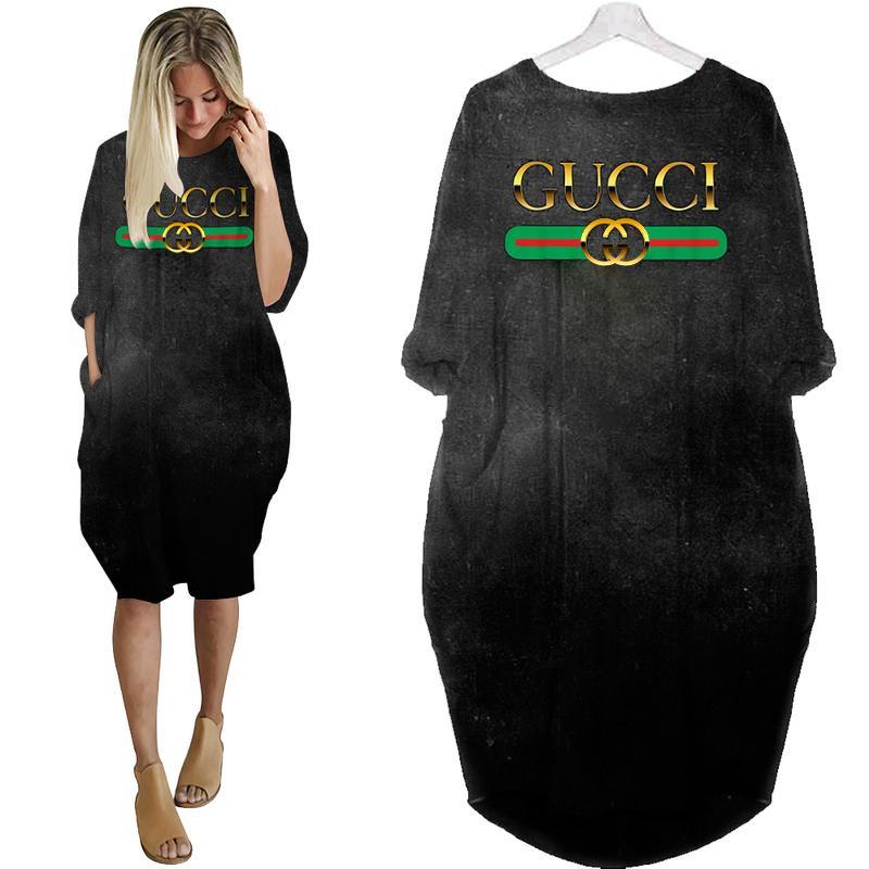 
gucci black batwing pocket dress luxury brand clothing clothes outfit for women hot 2023

