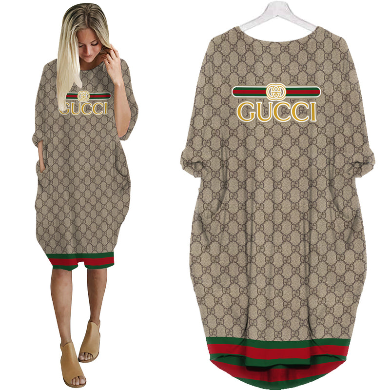 
gucci stripe batwing pocket dress luxury brand clothing clothes outfit for women hot 2023
