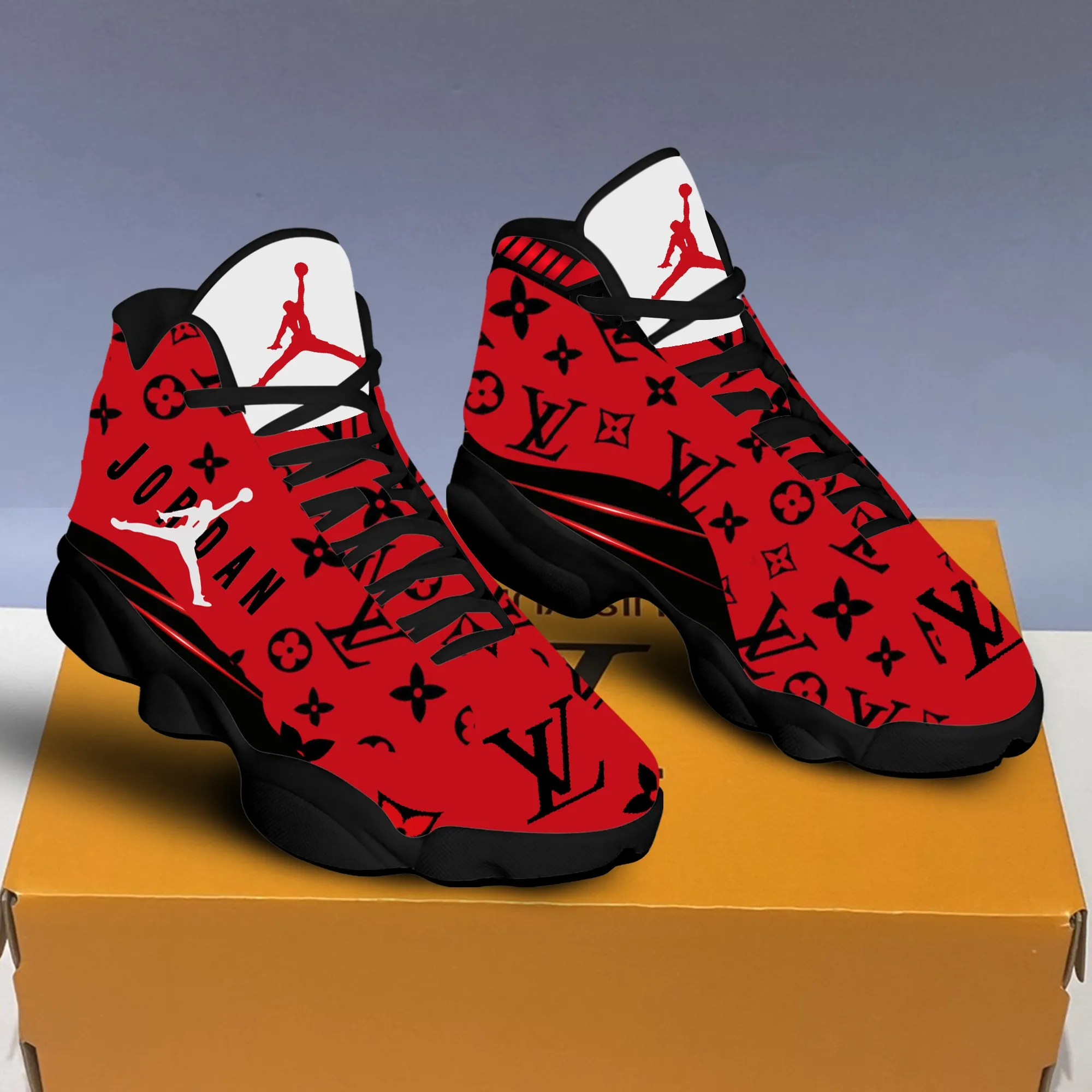 
louis vuitton black red air jordan 13 sneakers shoes hot 2022 lv for men women
