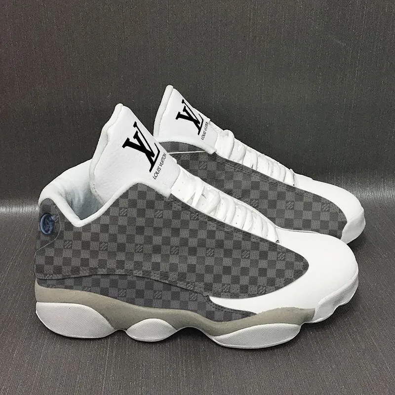
louis vuitton lv grey white air jordan 13 sneakers shoes hot 2022 gifts for men women

