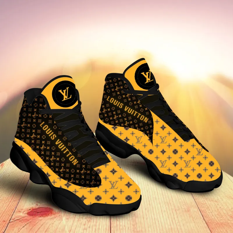 
louis vuitton yellow brown air jordan 13 sneakers shoes hot 2022 lv gifts for men women
