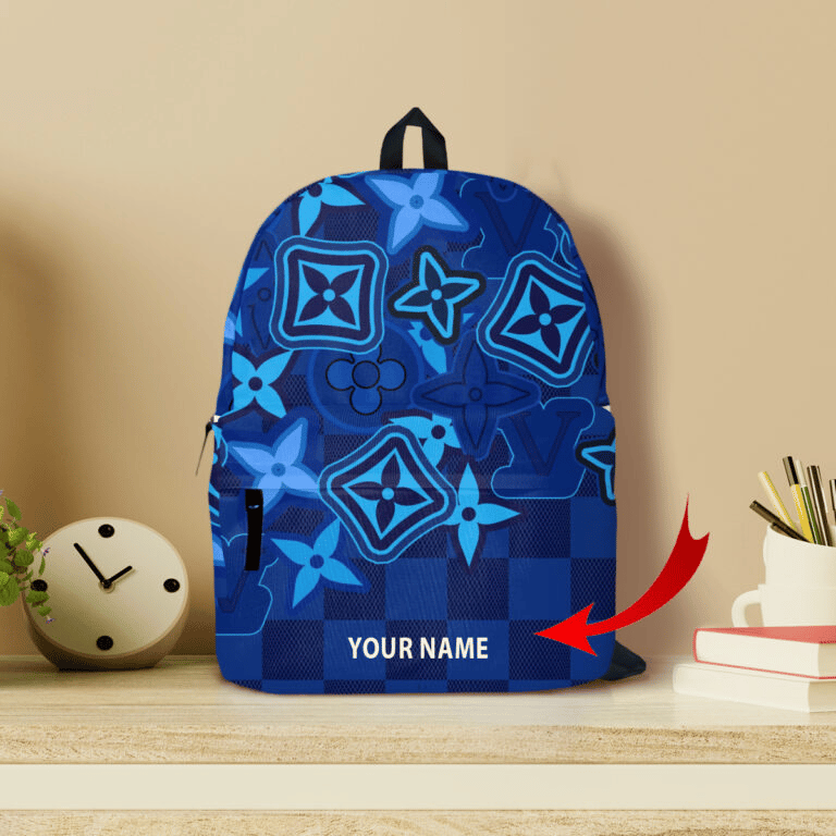 Louis vuitton blue customized all-over-printed backpack
