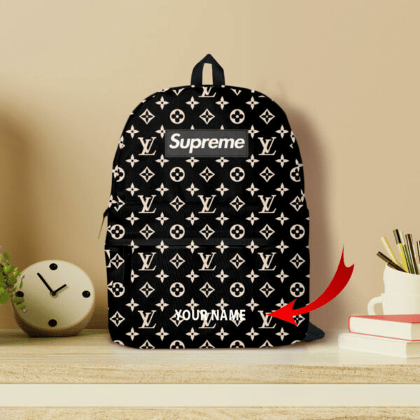 Louis vuitton black customized all-over-printed backpack