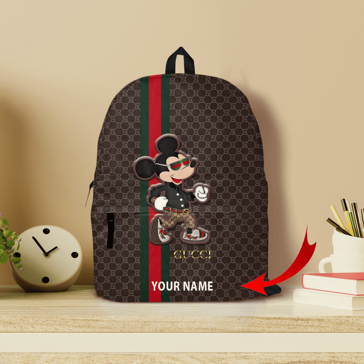 Gucci snake customized all-over-printed backpack