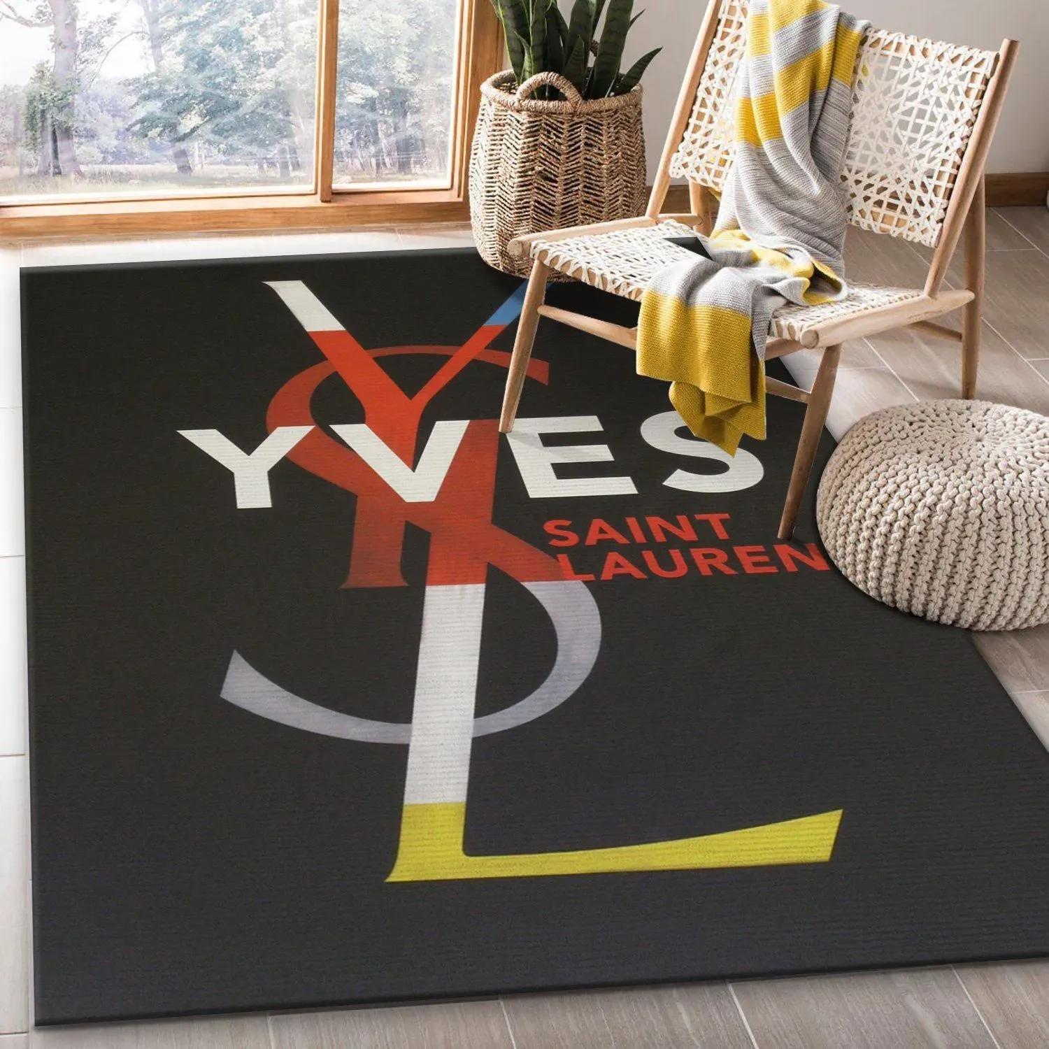 
                yves saint laurent fashion logo limited edition luxury brand rug carpet home decor
            