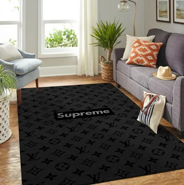
                louis vuitton supreme fashion logo limited luxury brand rug carpet home decor
            
