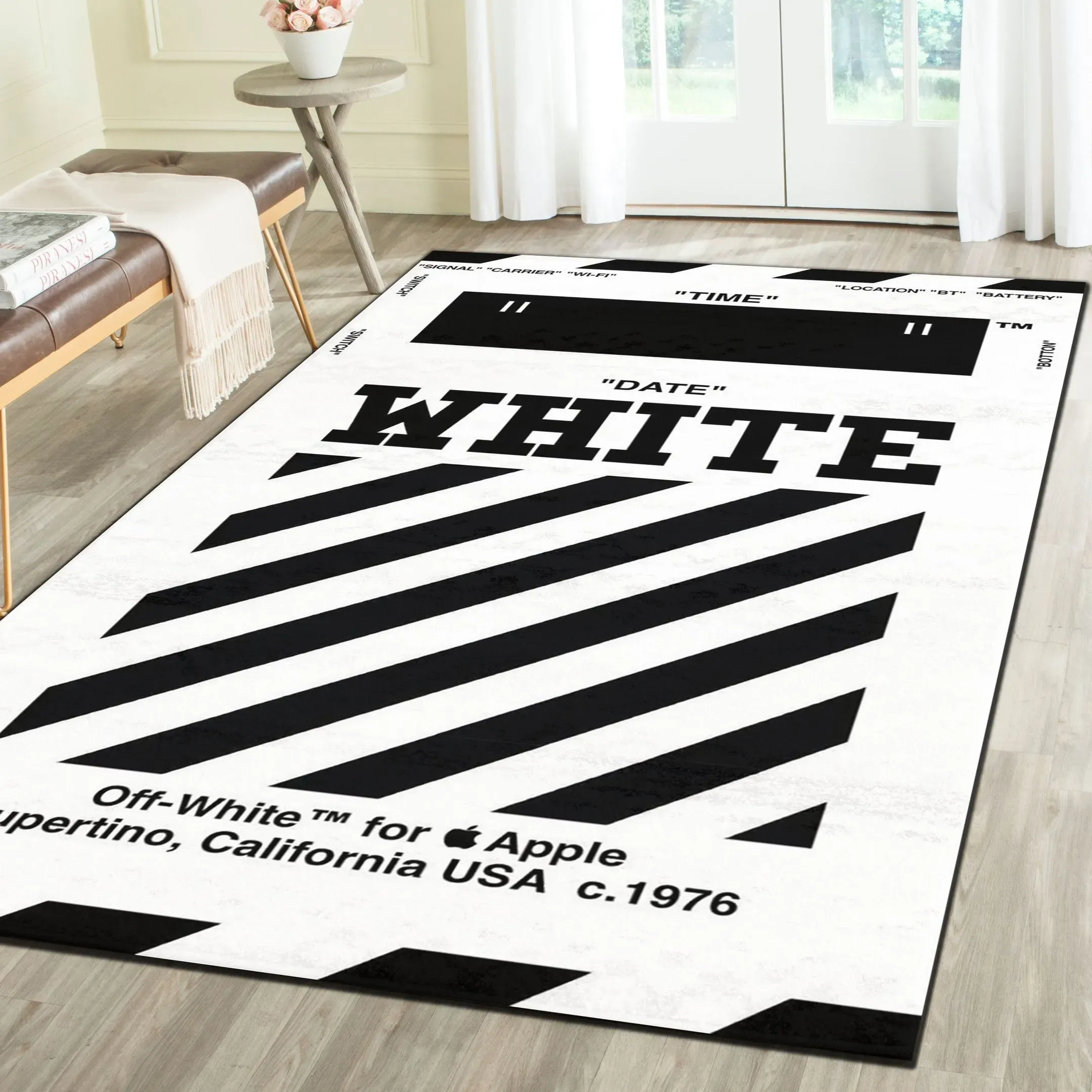 
                off-white fashion logo limited luxury brand rug carpet home decor 02
            