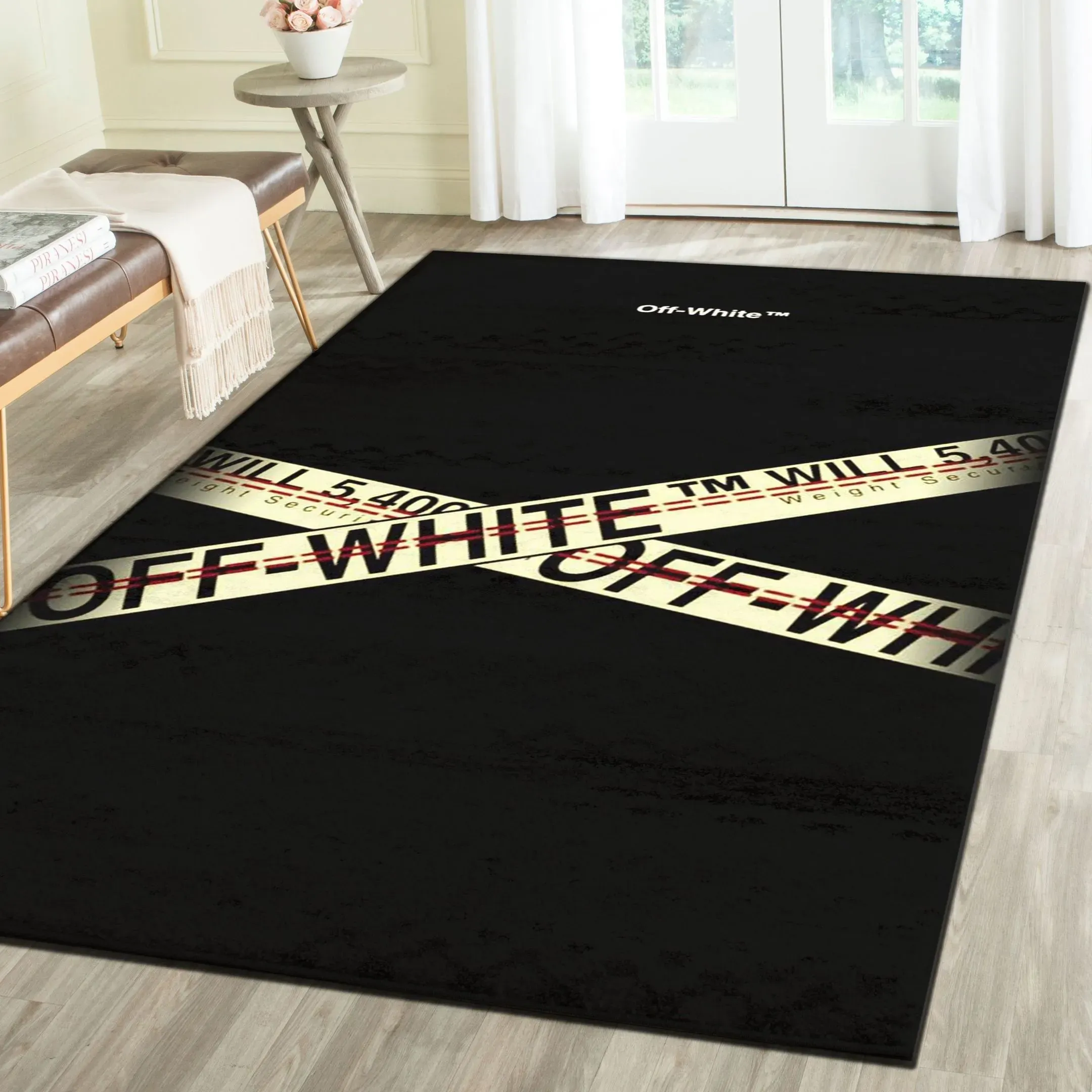 
                off-white fashion logo limited luxury brand rug carpet home decor
            