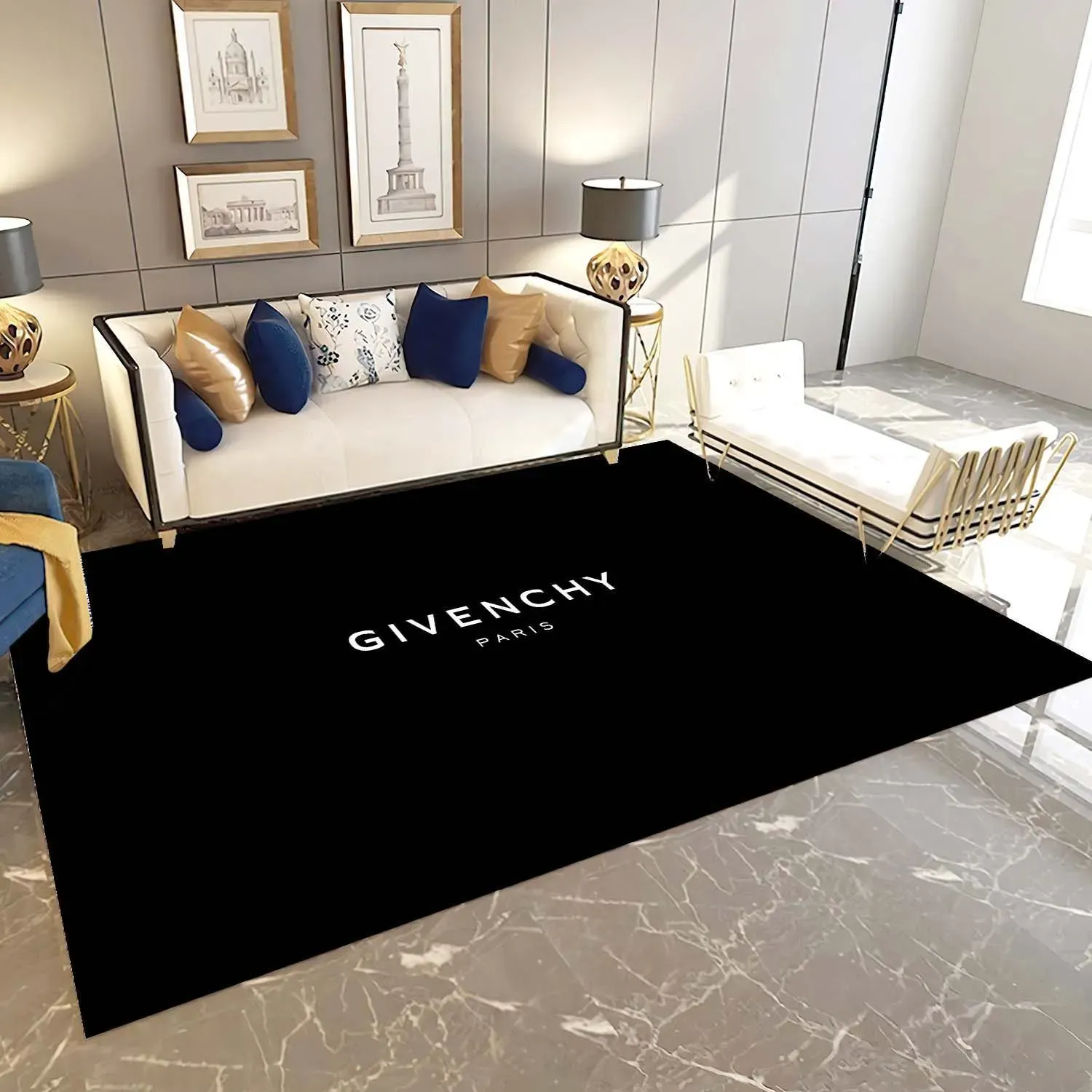 Givenchy Luxury Black Rectangle Area Rug