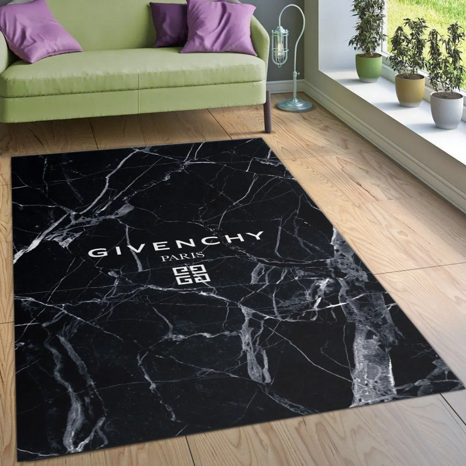 Givenchy Iconic Marble Texture Rectangle Area Rug