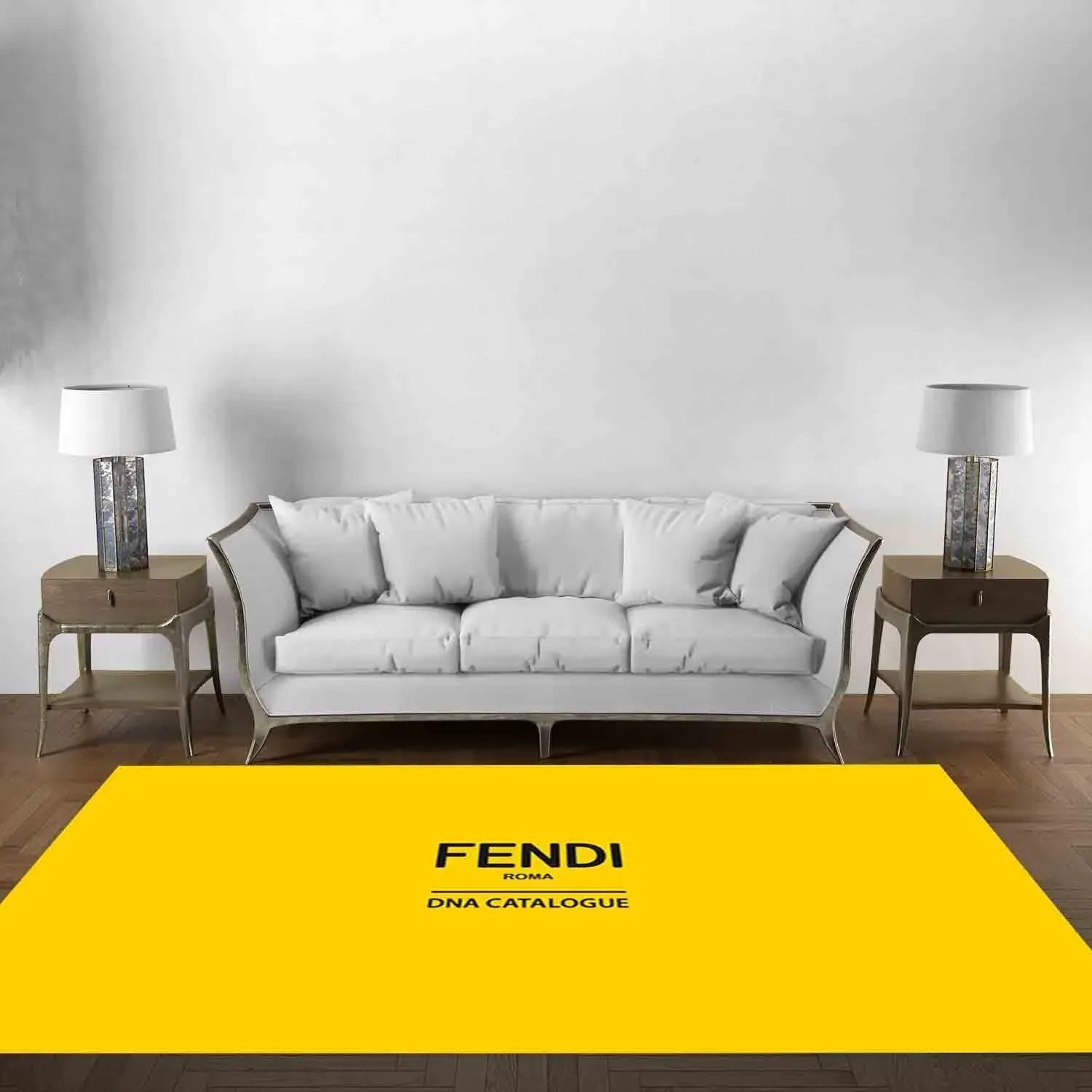 Fendi DNA Catalogue Bold Yellow Rectangle Area Rug