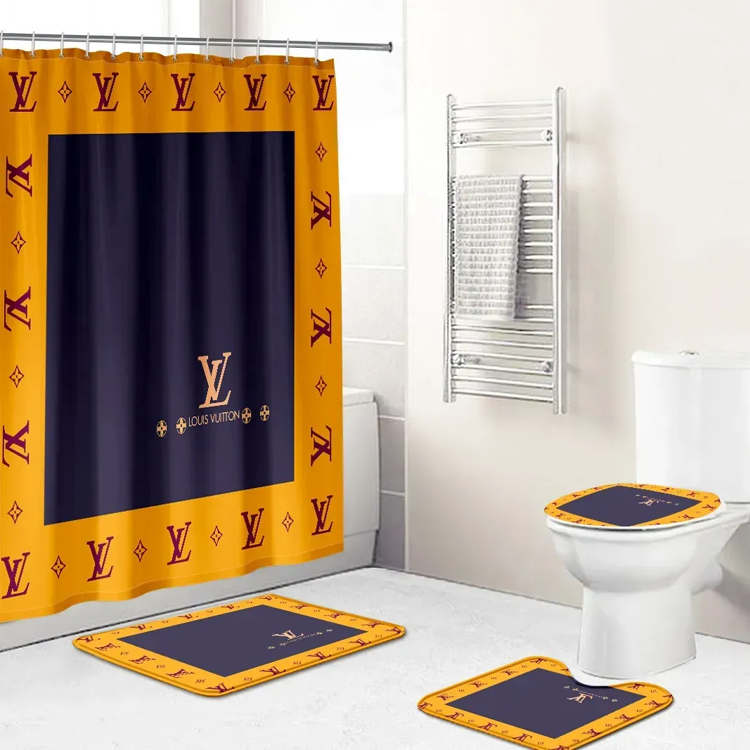 
                louis vuitton yellow purple fashion limited luxury brand bathroom set home decor
            