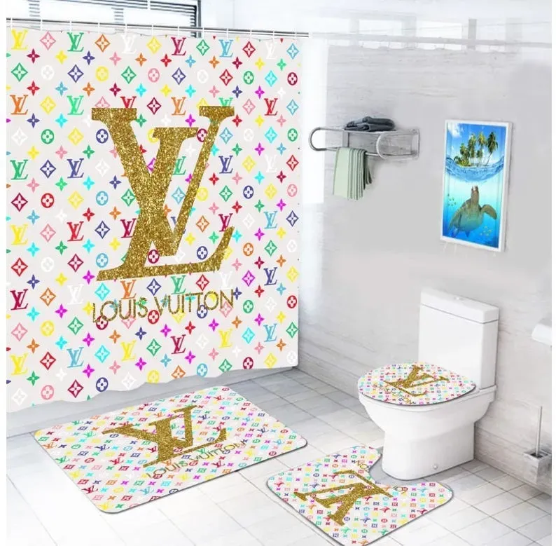 
                louis vuitton fashion gold logo limited luxury brand bathroom set home decor
            