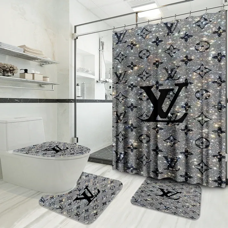 
                louis vuitton fashion black logo limited luxury brand grey bathroom set home decor
            